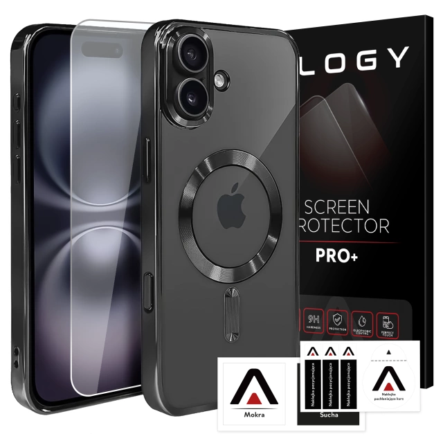 MagSafe Hülle für Apple iPhone 16 Alogy Glamour Luxus Ringhülle schwarz und transparent