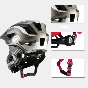 Kask rowerowy dziecięcy z odpinaną szczęką Rockbros TT-32SBTG-M rozmiar M - szary