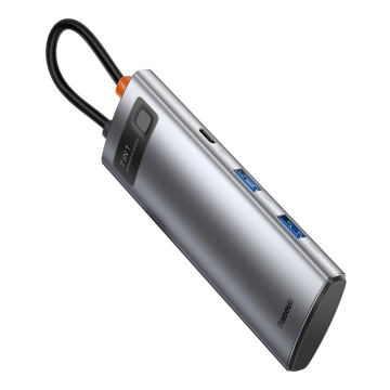 Baseus Metal Gleam Series multifunktionaler USB HUB 7in1 Typ C HDMI TF PD Kartenleser grau (WKWG020113)