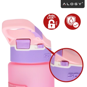 Butelka Bidon na Napoje LED, Inteligentna z Wyświetlaczem i Łącznością Bluetooth, Słomka, Motywacyjna, Wielokrotnego Użytku, Alogy FitBottle™ 800ml - Różowa