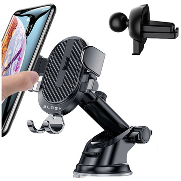 Uchwyt samochodowy 2w1 Alogy do telefonu 6.5" grawitacyjny na szybę, deskę rozdzielczą, kratkę Easy One Touch Czarny