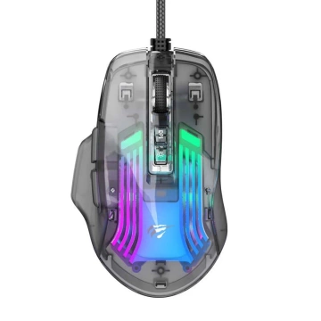 Havit MS1011SE RGB Kabelgebundene Gaming-Maus 7200 DPI Transparent/Schwarz