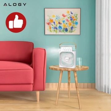 Alogy DeskBreeze™ 3-in-1 Tischventilator-Klimaanlage, kleiner Bodenventilator mit Luftbefeuchter, Timer und LED-Hintergrundbeleuchtung, USB-C