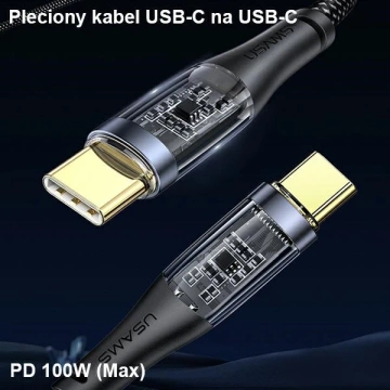 USAMS Ładowarka samochodowa 2xUSB+1xUSB-C 80W Fast Charge + kabel USB-C - USB-C  BXLACCTC01