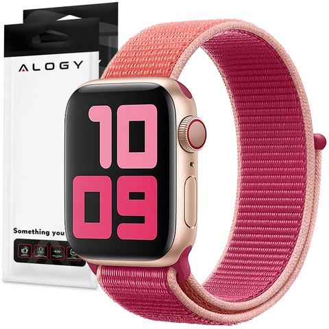 Pasek Alogy Nylon Strap z rzepem do Apple Watch 1/2/3/4/5/6/7/8/SE/Ultra (42/44/45/49mm) Różowy