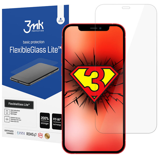 Bruchsicheres 3mk Flexible Glass Lite Hybridglas für Apple iPhone 12/12 Pro