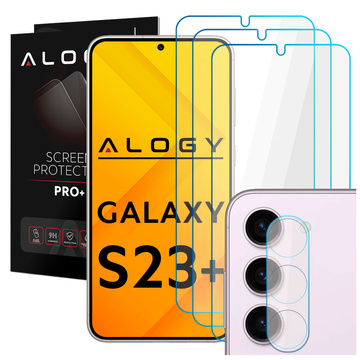 Alogy Glass Pack 3x Panzerglas Displayschutzfolie 9h Linsenglas für Samsung Galaxy S23 Plus Glas Set
