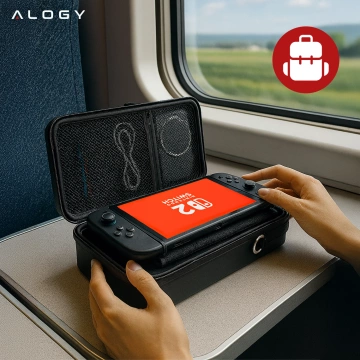 Nintendo Switch 2 2025 Schutzhülle, große EVA-Hartschale, wasserdicht, leicht, mit Tragegriffen, Alogy HardFoamBag™ – Schwarz