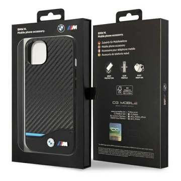Etui na telefon BMW BMHCP14M22NBCK do Apple iPhone 14 Plus 6,7" czarny/black Leather Carbon