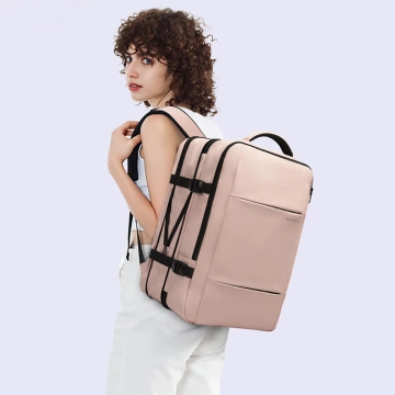 Bange Wasserdichter Rucksack für Laptops bis 15,6 Zoll, 47 x 31 x 15–25 cm, ideal für Stadt und Reisen, Arbeit und Flugreisen, mit USB-Anschluss, Pink, für Damen und Herren