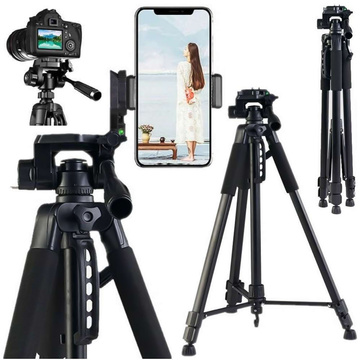 Statyw Fotograficzny Tripod Uniwersalny stojak do Kamer 1/4 uchwyt na telefon aparat 170cm Alogy Czarny