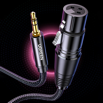 Kabel audio AV182 UGREEN XLR żeński do jack 3.5 męski  2m czarny