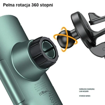 Uchwyt samochodowy do telefonu indukcyjny USAMS US-CD133 10W Automatic do kratki went. Starod CD133ZJ02 zielony/green 