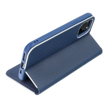 LUNA Book Carbon Holsterhülle für Apple iPhone 15 Pro Max blau