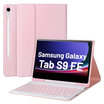Etui z klawiaturą z miejscem na rysik do Samsung Galaxy Tab S9 FE 10.9" Alogy Keyboard Case Różowe + Szkło