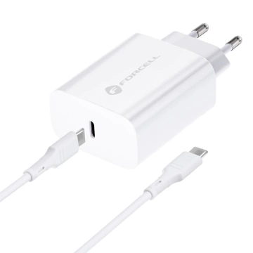 Forcell Schnellladegerät 25W PD QC 4.0 USB-C USB C auf USB C Kabel Weiß