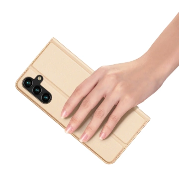 Dux Ducis Skin Pro Hülle für Samsung Galaxy A14 5G Flip Cover Card Wallet Stand Gold