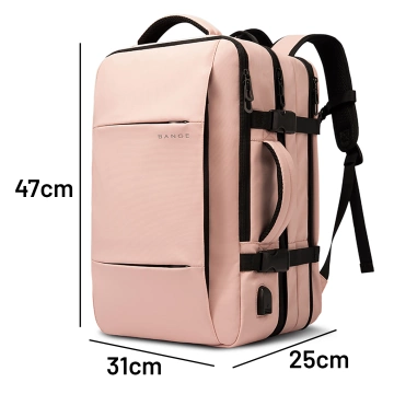 Bange wasserdichter Rucksack für 15,6-Zoll-Laptop, Stadtreisender, 45 x 30 x 16 cm, für Arbeit, Flugzeug, Herren, Damen, mit USB-Anschluss Schwarz