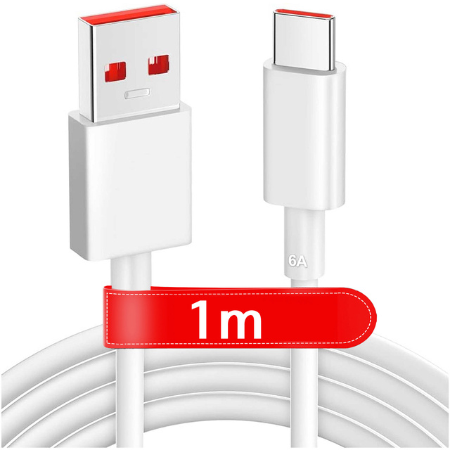 Kabel USB - USB-C typ C Alogy mocny szybki 67W 6A PD 1M przewód do ładowarki Blue Label Biały