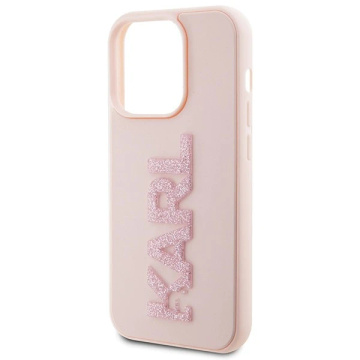 Karl Lagerfeld KLHCP15X3DMBKCP Hülle für iPhone 15 Pro Max 6,7 Zoll rosa/rosa Hartschale mit 3D-Gummi-Glitzer-Logo