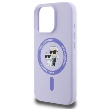 Etui Karl Lagerfeld do iPhone 16 Pro 6.3" Fioletowy MagSafe Hardcase Silicone Karl&Choupette Ring 