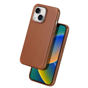 Dux Ducis Naples Tasche iPhone 14 magnetische Ledertasche MagSafe braun