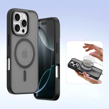 Etui ochronne do iPhone 16 Pro Dux Ducis Lawa skórzane MagSafe portfel czarne