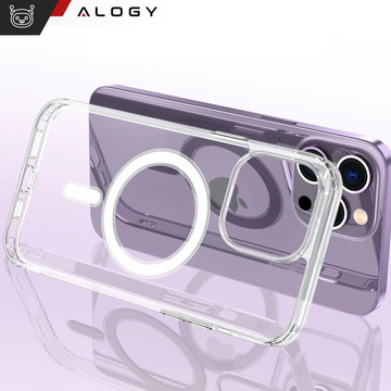 Etui do iPhone 15 Pro MagSafe obudowa Hybrid Case Cover Shock Clear Alogy Przezroczyste + Szkło
