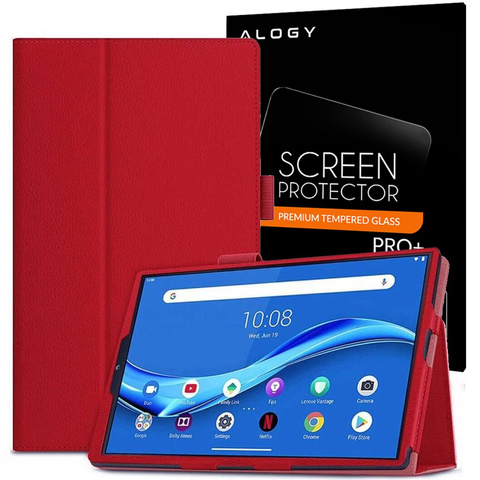 Etui Stand Cover Alogy do Lenovo M10 Gen.2 TB-X306 Czerwone + Szkło