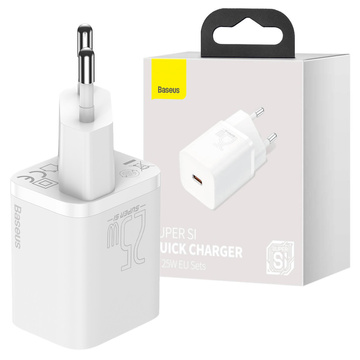 Baseus Super Si USB-C Typ C PD 25 W weißes Netzteil-Ladegerät