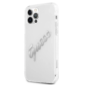 Guess GUHCP12LKTRSVSI iPhone 12 Pro Max 6,7" Transparente Hardcase Vintage Script Silver