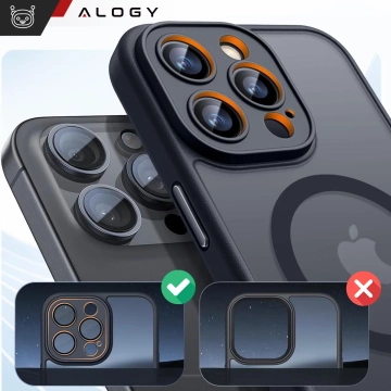 Etui do Apple iPhone 16 Pro Max obudowa Alogy MagSafe Hybrid Matte Case pokrowiec matowy z ochroną obiektywu czarny + szkło hartowane