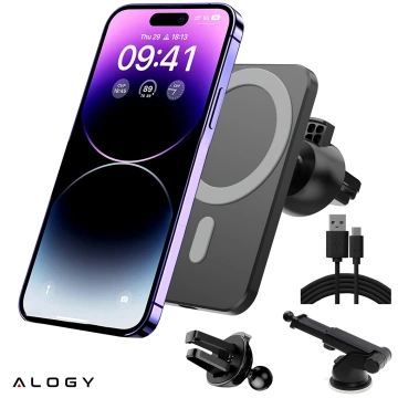 Autohalterung mit Qi MagSafe Alogy Ladegerät für ein Gitter / Board 15W