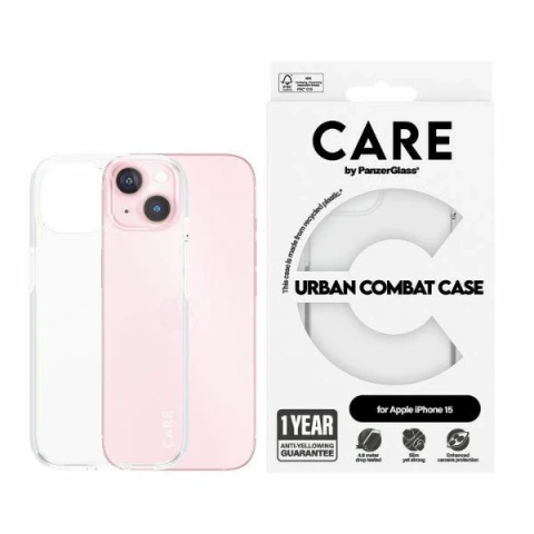 iPhone 15 CARE by PanzerGlass Urban Combat Case 6,1" Transparent