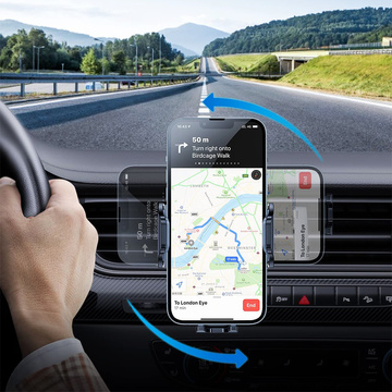 Uchwyt samochodowy do telefonu 2w1 Alogy na szybę do kratki na deskę rozdzielczą Czarny + Kabel USB-C 2.4A 1m