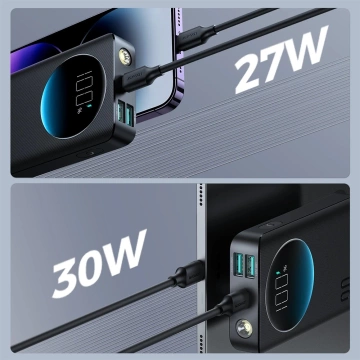 Joyroom JR-PBF01 Powerbank 10000 mAh 30 W PD + latarka + etui – czarny