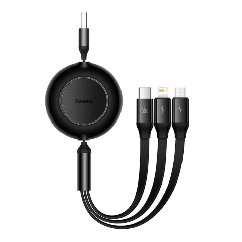 Kabel USB 3w1 Baseus Bright Mirror 3, Micro USB / Lightning / USB-C, 66W / 2A, 1.1m (schwarz)