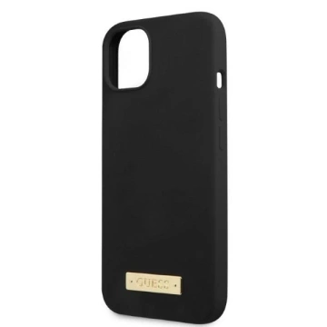 Etui Guess GUHMP13SSPLK do iPhone 13 mini 5,4" Czarny/Black Hard Case Silikon Logo Plate MagSafe