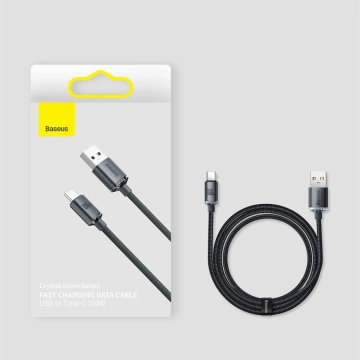 Baseus Crystal Shine Series kabel przewód USB do szybkiego ładowania i transferu danych USB Typ A - USB Typ C 100W 1,2m czarny (CAJY000401)