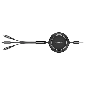 Baseus Golden Loop 3in1 ausziehbares Kabel USB - Micro USB / Lightning / USB-C 3.5A 35cm - 120cm schwarz (CAMLT-JH01)