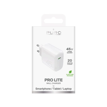 Puro PROLITE 45W USB-C-Wandladegerät Weiß Schnelllade-PD