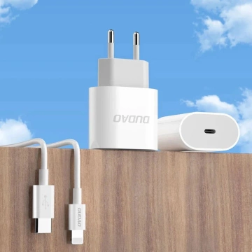Dudao 20W USB-C Wandladegerät mit Kabel – Weiß