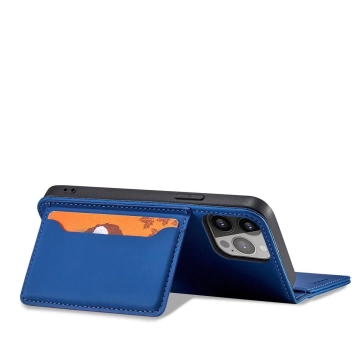 Magnetkartenhülle für iPhone 13 Pro Max Tasche Kartenetui Kartenhalter Blau