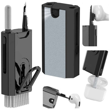 Multifunktionaler Reiniger Alogy Cleaner Set 8-in-1-Kopfhörer-Tastatur-Bildschirm-Reinigungsset für Telefone, Laptops, Computer Schwarz