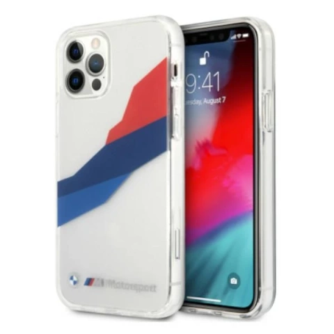 Etui für das Telefon BMW BMHCP12LSKTGT für das Apple iPhone 12 Pro Max 6,7" transparente Hardcase Motorsport Tricolor