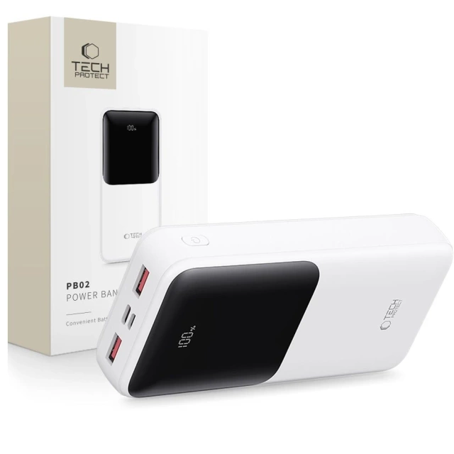 Powerbank Tech-Protect PB02 20000mAh 22.5W Biały USB-A USB-C