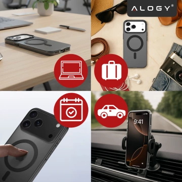 Apple iPhone 17 Pro Max Hülle – Matte MagSafe-Abdeckung mit Linsenschutz, schlank und kratzfest, perfekte Passform – Alogy Skinny MatteCase™ Schwarz