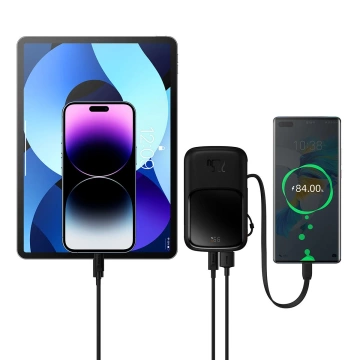 Powerbank z szybkim ładowaniem Baseus Qpow Digital Display 10000mAh 22,5W QC/PD/SCP/FCP z wbudowanym kablem USB-C czarny