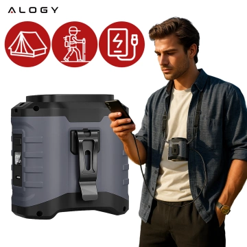 Ventilator mit Gürtelclip, 4000-mAh-Akku, 5 Geschwindigkeitsstufen, 8–40 Stunden Laufzeit, USB-Ladefunktion, geeignet für Baustellen, Outdoor-Aktivitäten, Wandern, Sommerarbeit, Powerbank