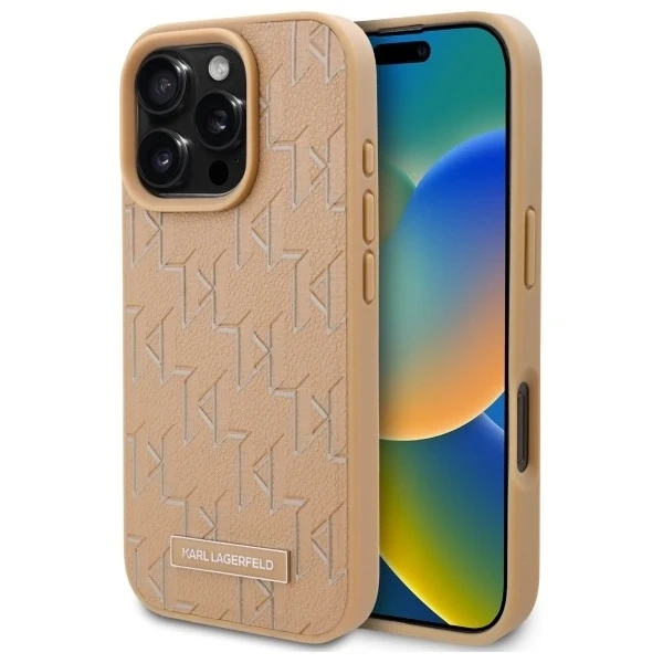Etui Karl Lagerfeld do iPhone 16 Pro Max 6.9" Beżowy Magsafe Hardcase Hot Stamp 